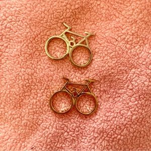FREE WITH PURCHASE! Set of 2 gold silver bicycle two finger rings small/x-small